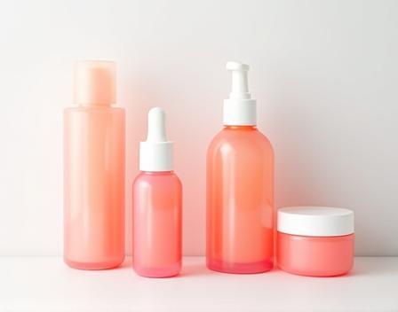 Collection of cosmetic products arranged neatly
