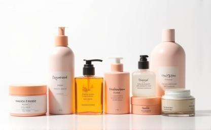 Collection of cosmetic products arranged neatly